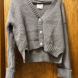 Abercrombie & Fitch Heather Gray Cropped Cardigan